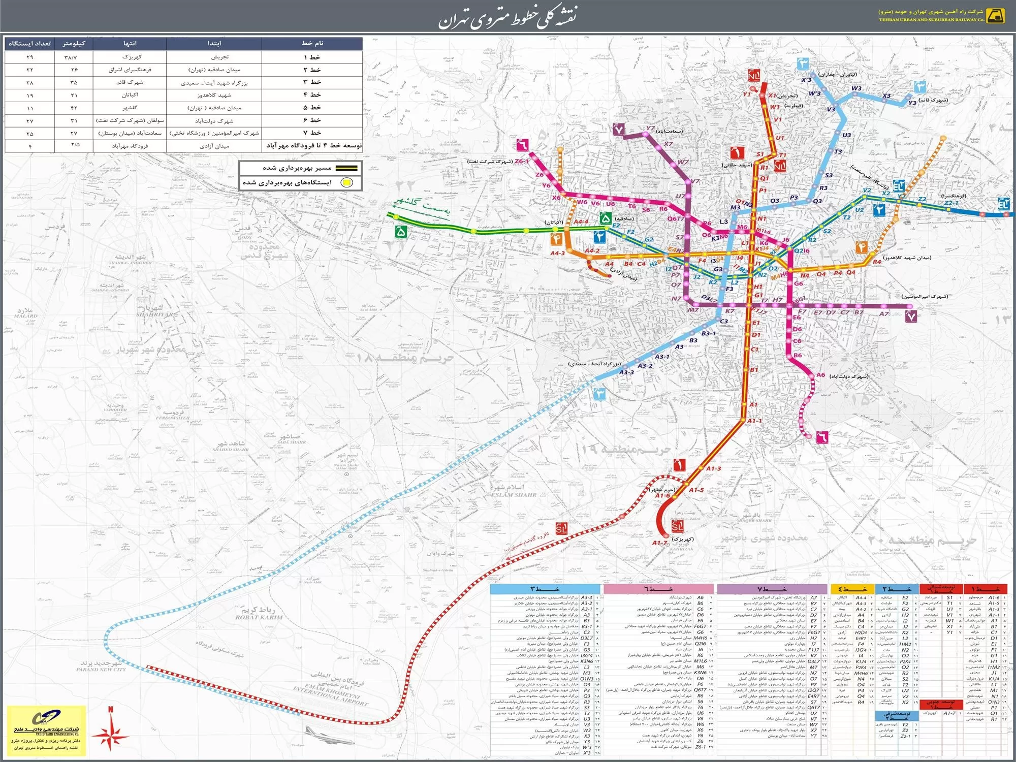 نقشه مترو تهران- حمل و نقل مسافری حومه‌ای